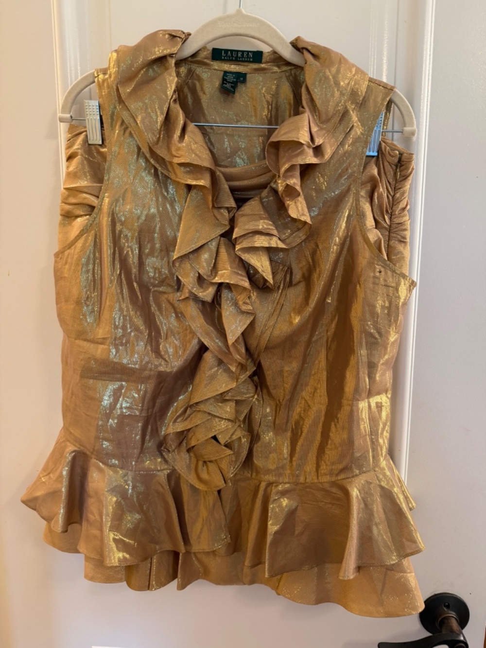 Ralph Lauren gold ruffle top and skirt size 12 - Picture 2 of 6